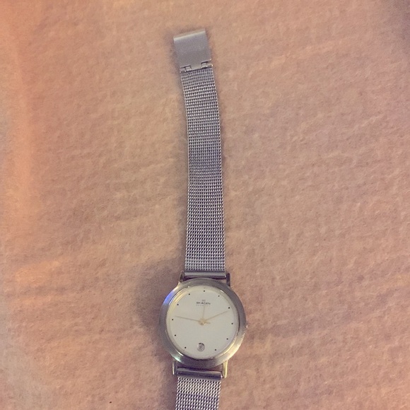 Skagen Silvertone Round Watch with Gold Accents-and Date! - Picture 2 of 6